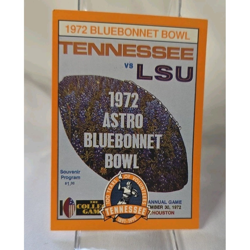1990 Tennessee Volunteers Centennial Trading Card #259 Bluebonnet Bowl 1972